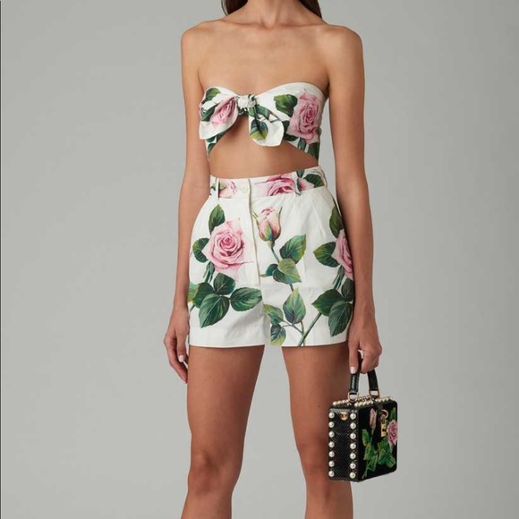 Dolce & Gabbana Tops - Dolce & Gabbana Tie-Front Floral-Print Bandeau Top